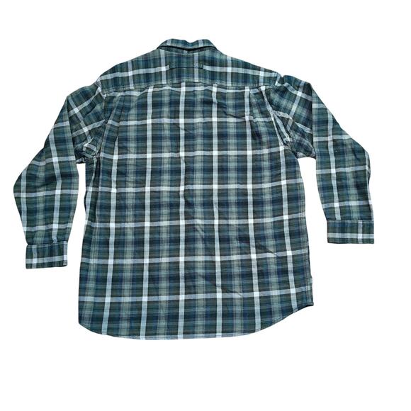Duluth Trading Shirt L Green Plaid Burley Heavy Weight Flannel Outdoors Camping - Picture 3 of 3